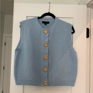 Zara / NWOT - Blue Sleeveless Sweater Vest with Gold seashell buttons - size M